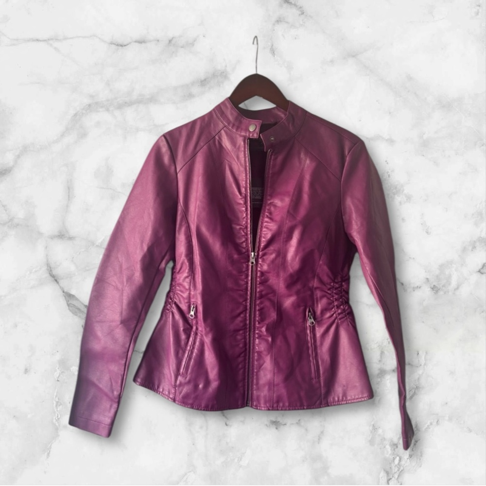 Baccini Women's Vibrant Purple Leather Jacket size small